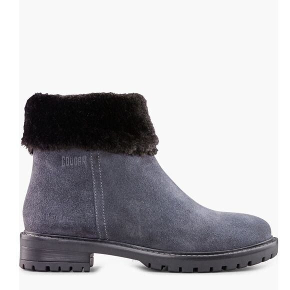 Cougar Kendal Faux Fur Waterproof  Leather Snow Bootie‎ Grey Black Size 8 NWT - Picture 2 of 16